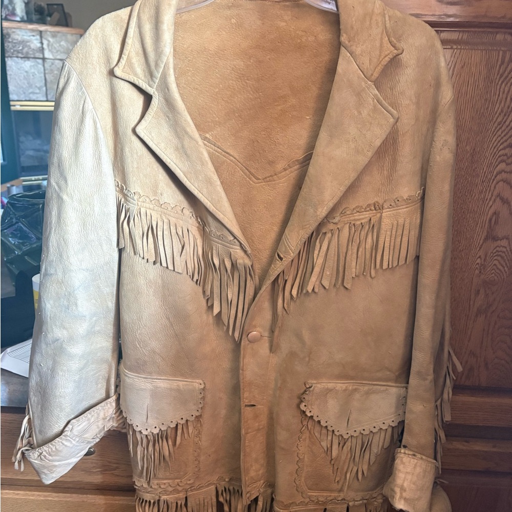 Women's Tan Fringe Leather Jacket